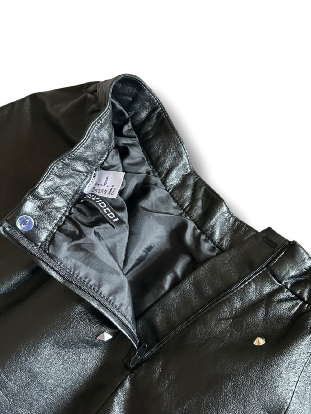 DIVIDED Faux Leather Studded Skater Skirt BLACK - Picture 4 of 10